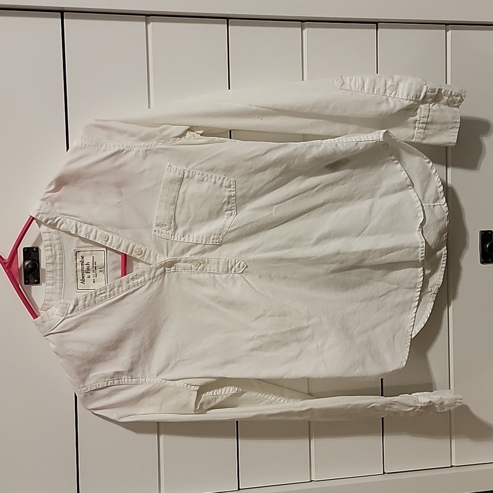 White 3/4 button down shirt